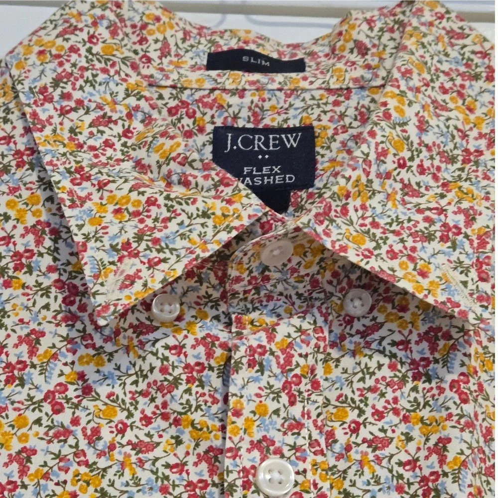 J.Crew‎ Slim Flex Washed Floral Button Down Shirt Men's Medium